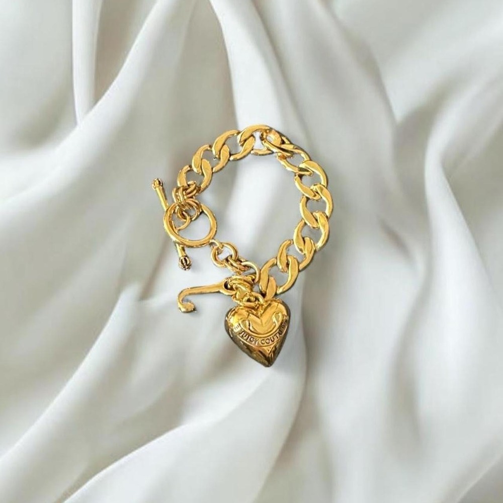 Juicy Couture gold charm bracelet with J charm y2k vintage mcbling